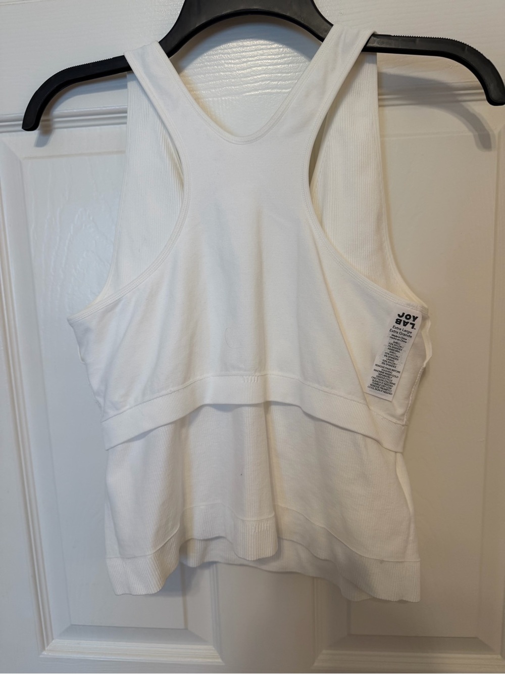 JoyLab White V-Neck Ribbed Workout Tank - Picture 3 of 5